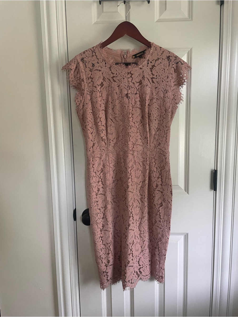 Miusol Dusty Rose Lace Midi Dress